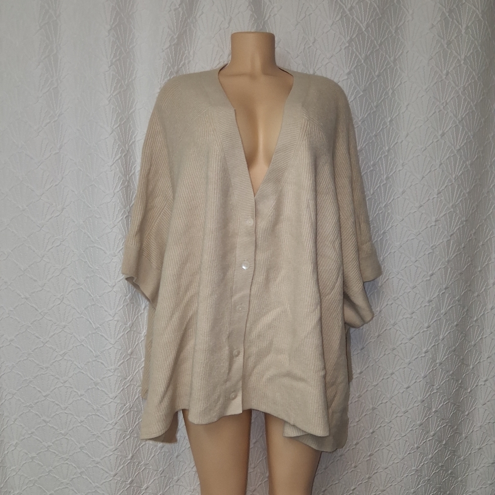 Talbots Plus New Size 2X/3X  Light Beige Women's Cardigan Sweater